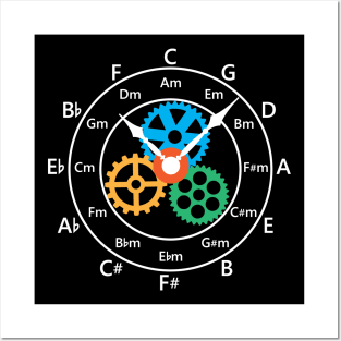 Circle of Fifths Mechanical Clock Style Dark Theme Posters and Art